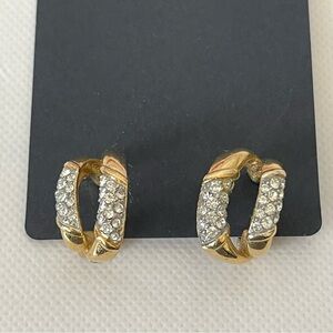 Vintage Givenchy Gold Tone Double Hoop Earrings Clip On